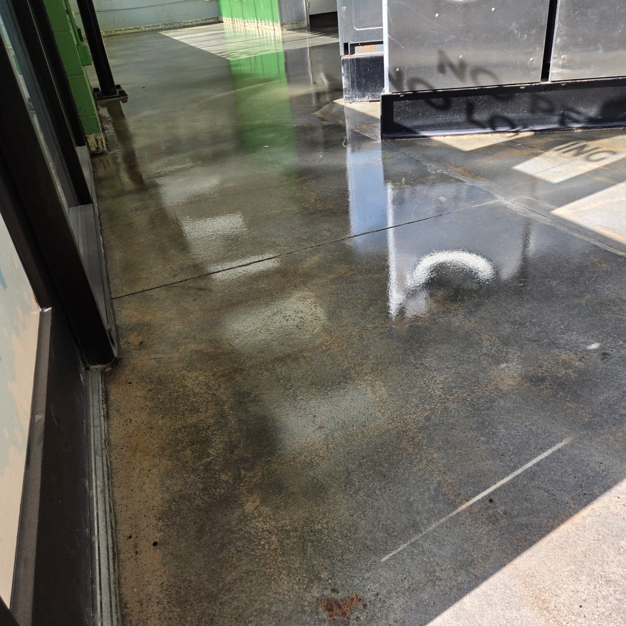 Polished concrete laundromat floor