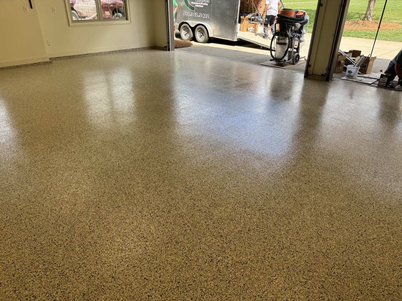 Granite flake garage floor