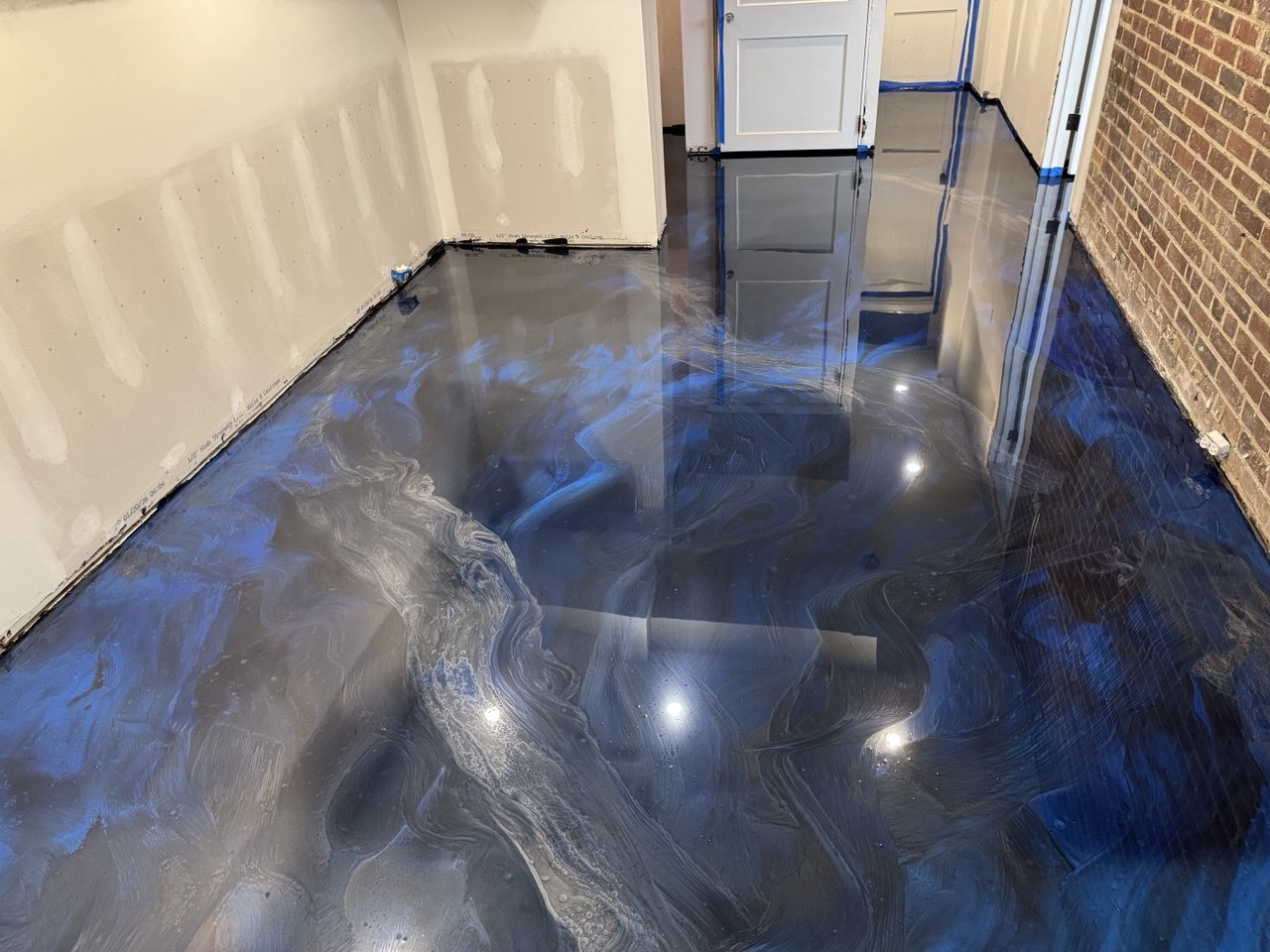 Blue metallic epoxy floor