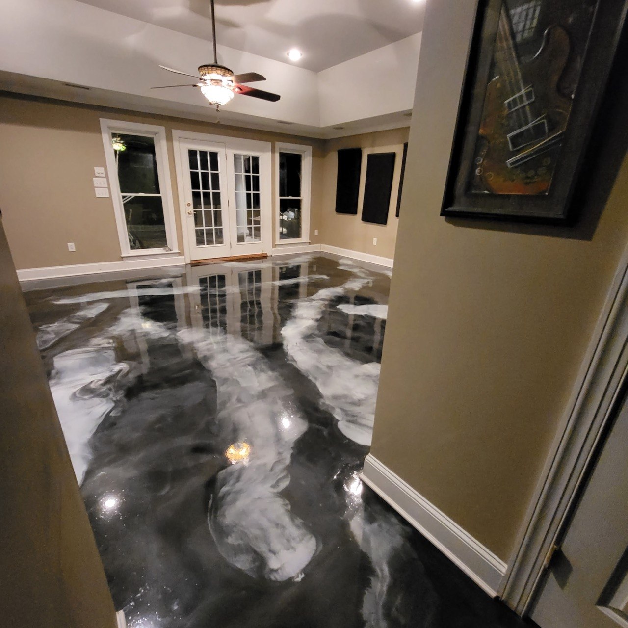 Silver metallic living room floor