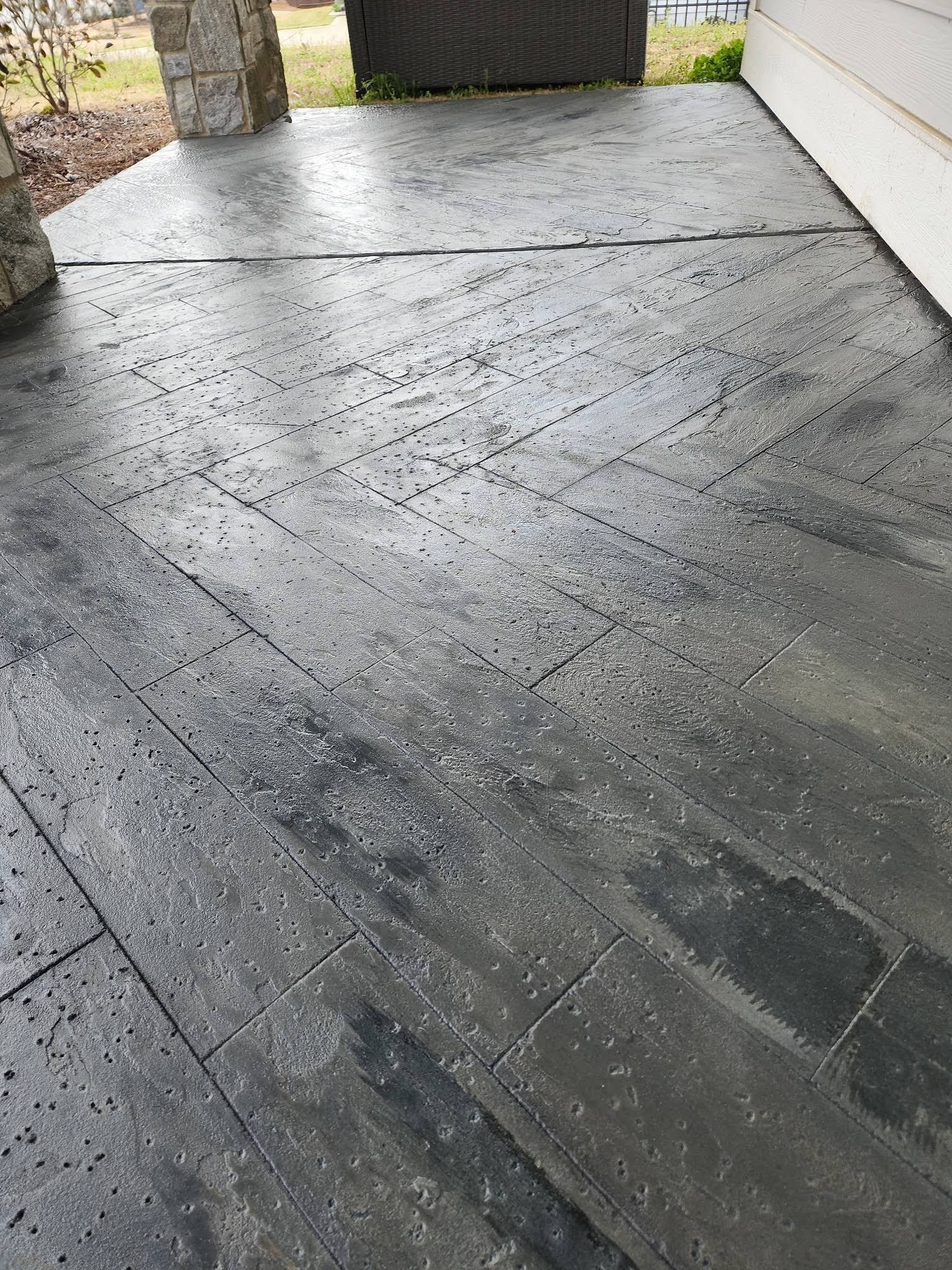 Stamped slate plank overlay porch
